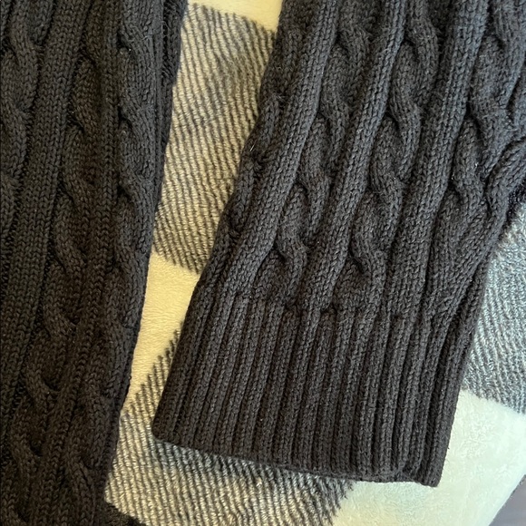 L.L. Bean Black V-Neck Cable Knit Sweater with 3/4 Sleeves size XL - Picture 6 of 14